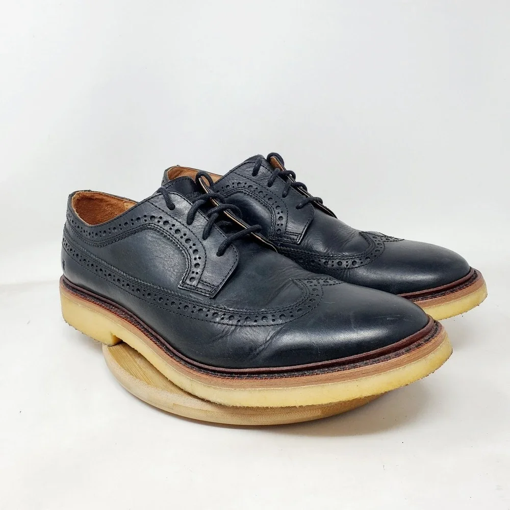 Frye‎ Shoes Mens 11 Luke Black Leather Longwing Brogue Crepe Sole Oxford